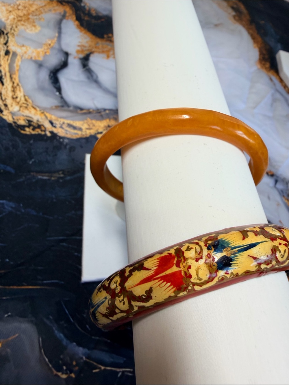 Vintage Kashmiri wooden bangle. bracelets - Picture 4 of 7